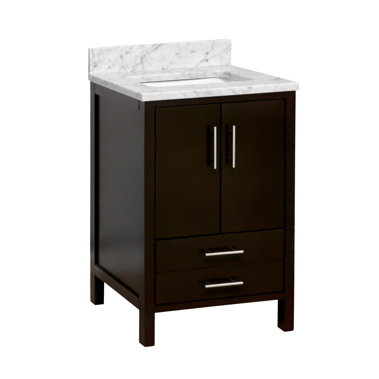 Kiara 24" Carrara Marble Single Bathroom Vanity, Chocolate, Carrara Marble