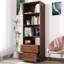 Bibliothèque avec tiroirs, hauteur 70,87 po, 4 tablettes, moderne, bureau à domicile, salon, bureau