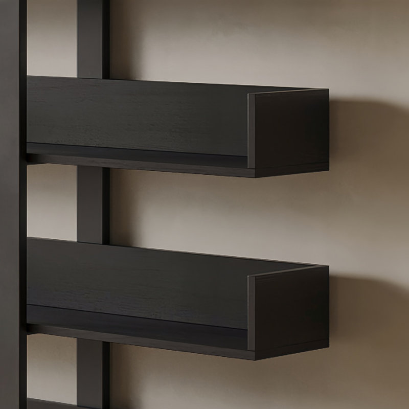 A textured and exquisite bookcase, Black, (6 Shelves) 82.6"H x 31.4"W x 9.8"D