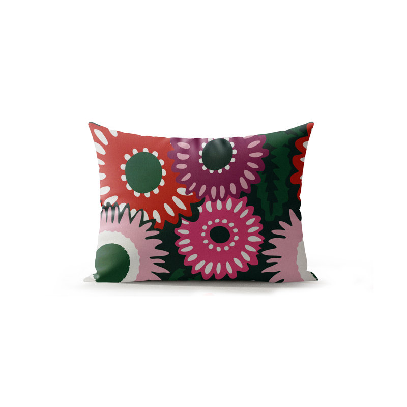 Biso Microsuede Lumbar Throw Pillow, Pink/Red/Green