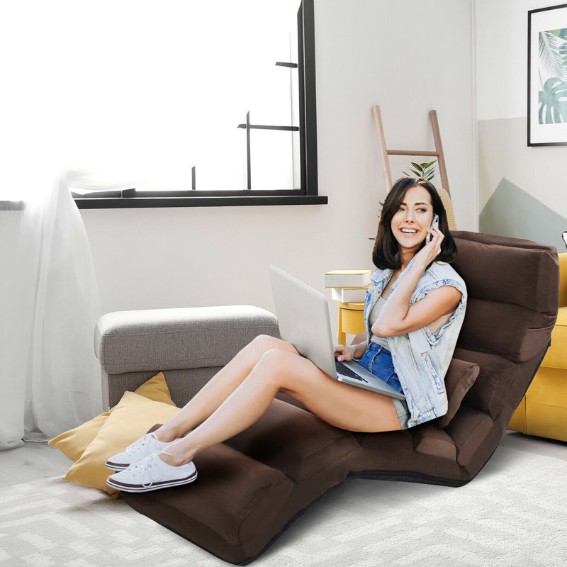 Ebern Designs Adjustable Headrest and Foldable Rocker Game Chair, Brown