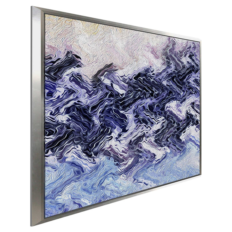Peinture à l'acrylique 'Purple Fire - Square', 21,5" H x 21,5" L x 2" D, Cadre flottant