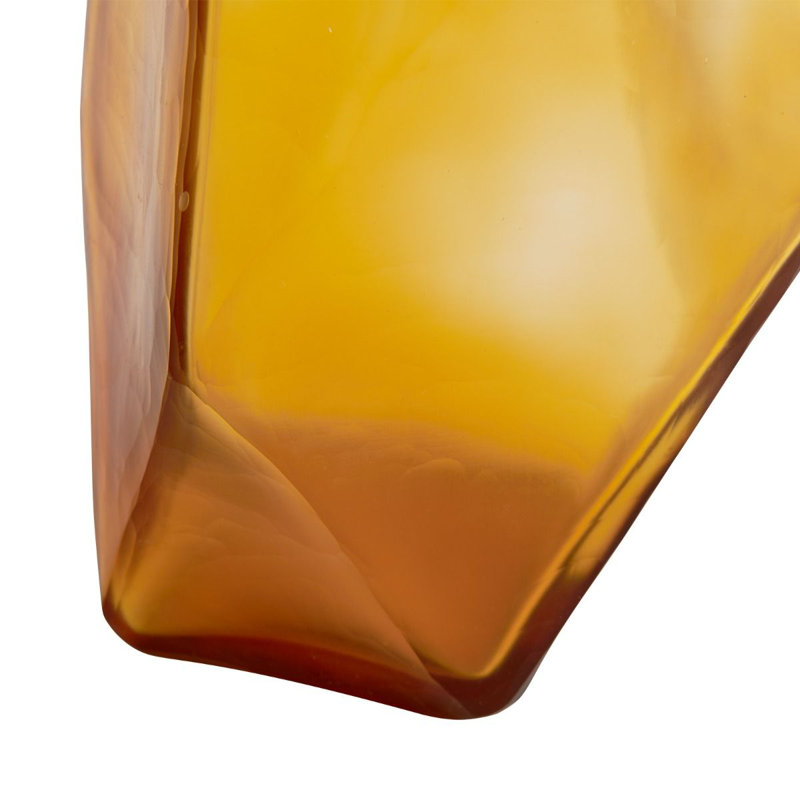 Asscher Handmade Glass Table Vase, Amber