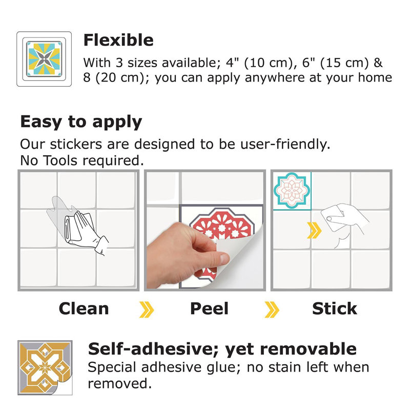 Emily-Louise 10cm W x 10cm L PVC Peel and Stick Mosaic Tile