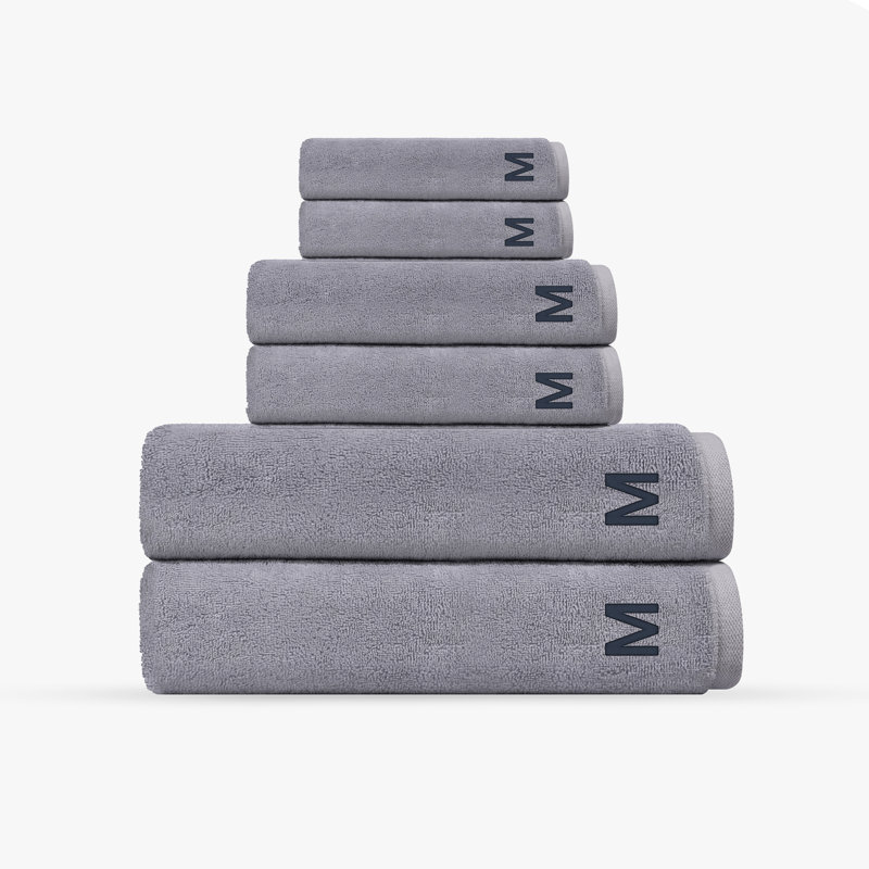 Monogrammed Cloer 6 pcs Turkish Towels Set, M, Silver