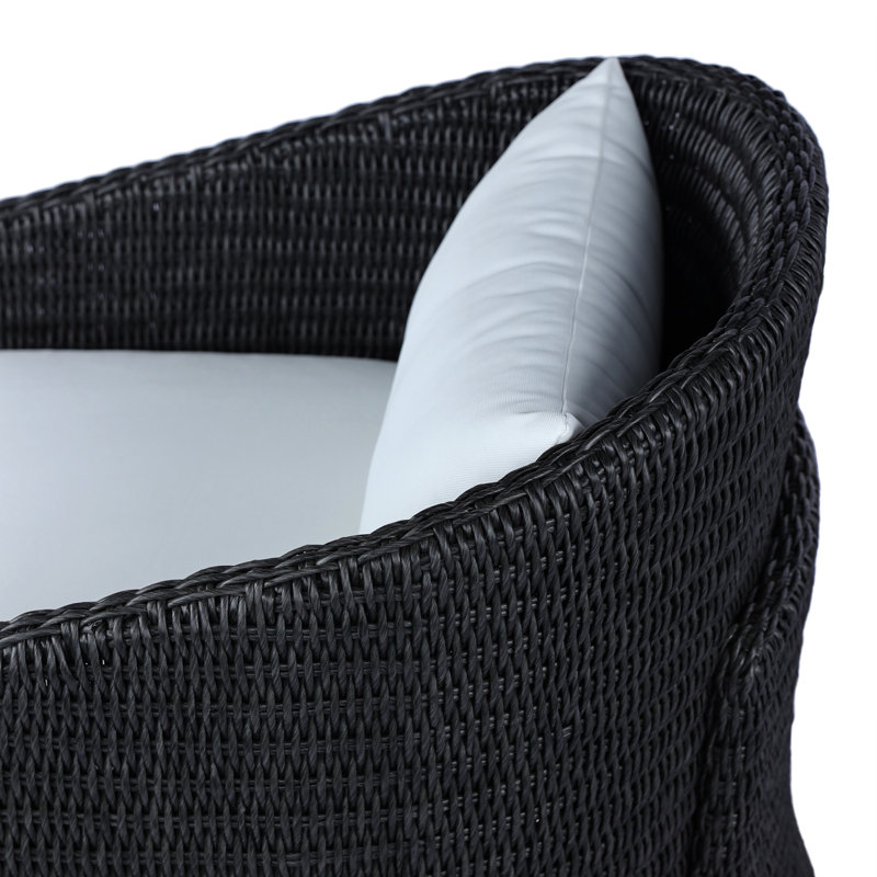 Chaise de patio avec coussin Charies, Gris anthracite rétro / blanc