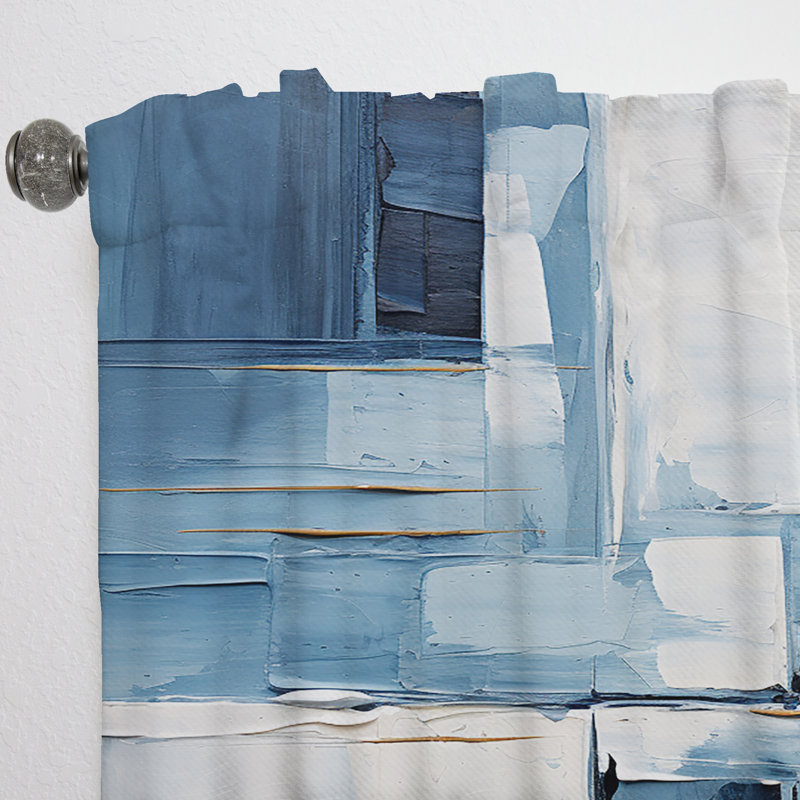 Zac Blue And White Nautical Shapes VI - Nautical Velvet Curtain - Room Darkening - 1 panel, 52" W x 95" L