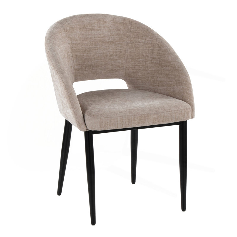 Chaise en métal noir et tissu, Marron clair, Noir