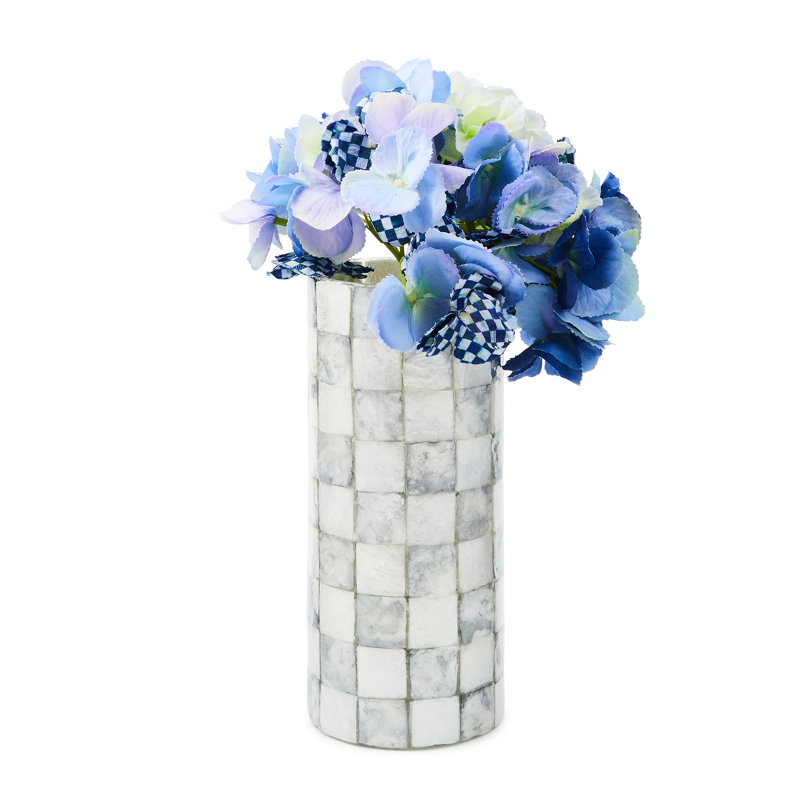 Check Capiz Vase, Gray/White