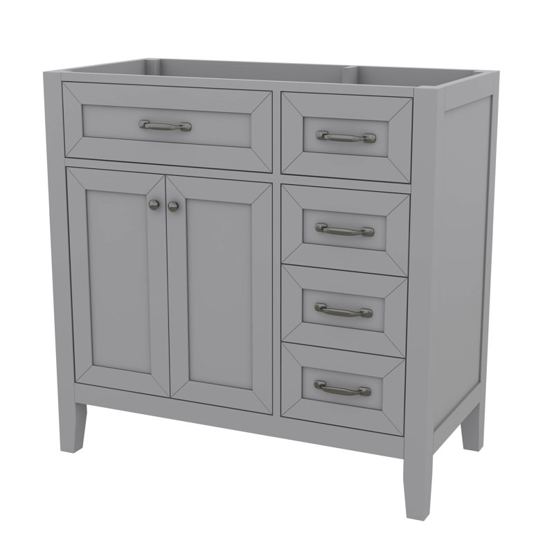 Meuble-lavabo simple 36 po avec tiroirs pratiques, Gris