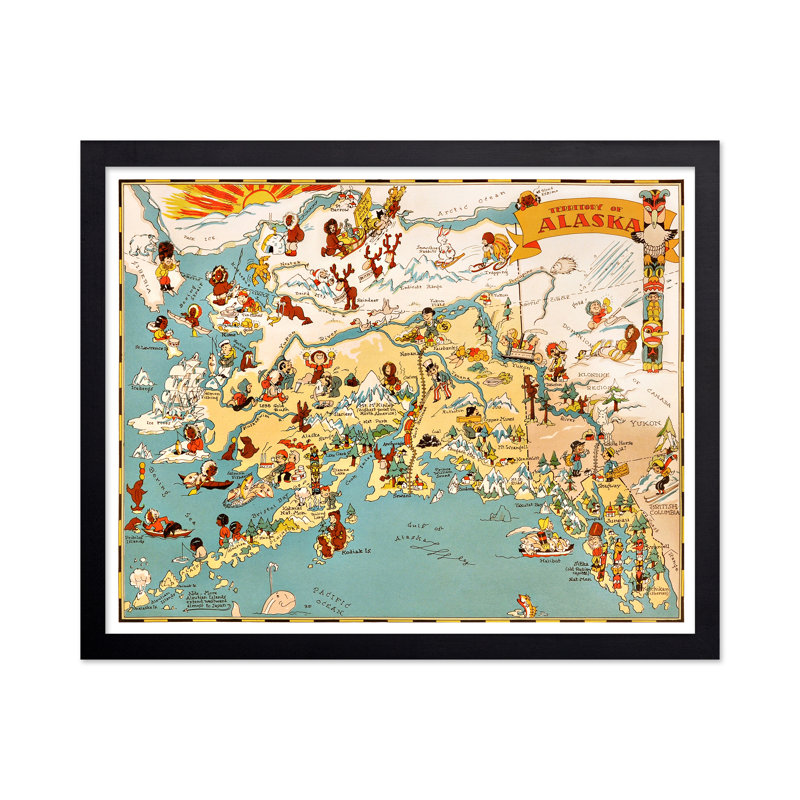 Ruth Taylor - carte illustrée de l'Alaska, H 12 po x l 16 po, Affiche, Cadre noir