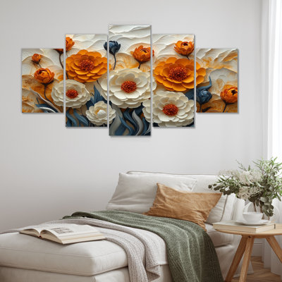 Harmonie de chant blanc chardon blanc - art mural - chardon 5 pièces