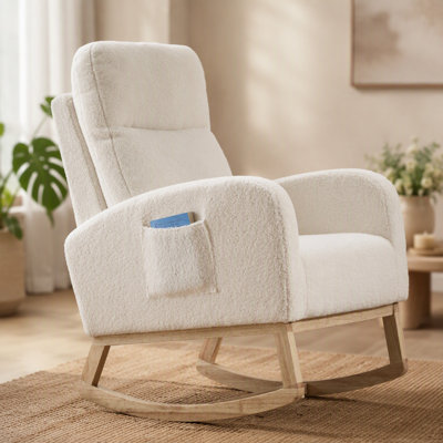 Chaise berçante avec pieds en bois massif, chaise berçante Modern