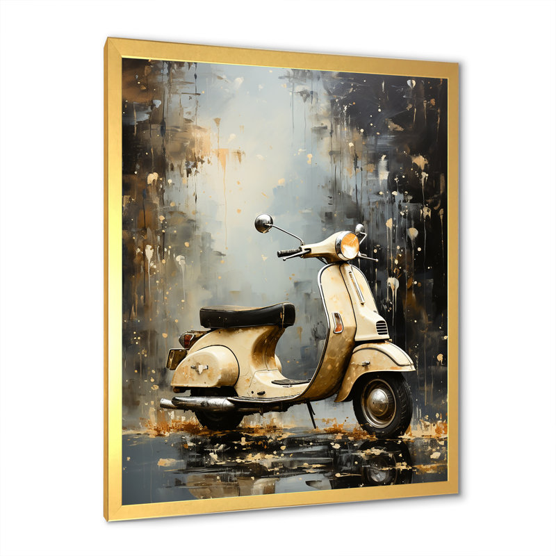 Scooter Escape IV sur impression sur toile, Cadre doré simple, H 20 po x l 12 po x P 1 po