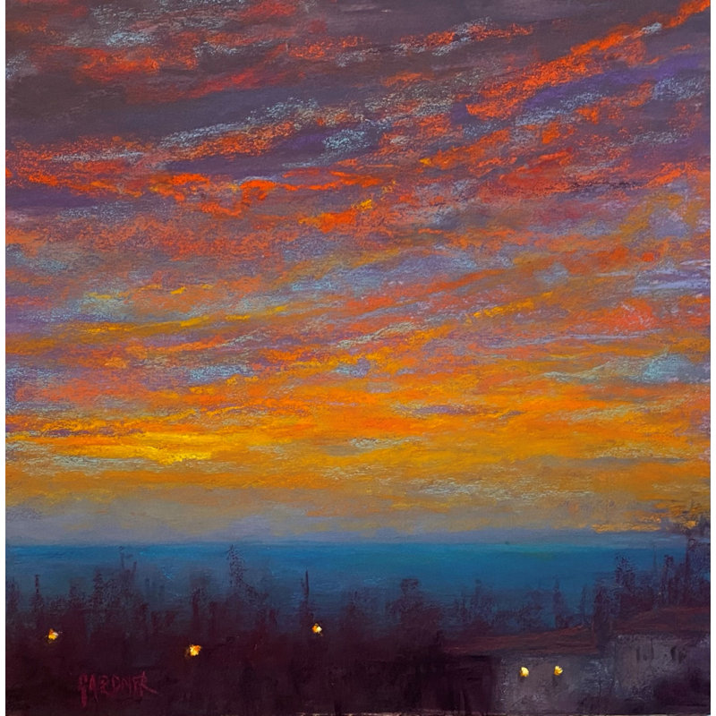 Coucher de soleil sur la sérénade de Dina Gardner, H 17,25 po x l 21,25 po x P 0,875 po