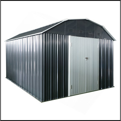 10 Ft X 12 Ft Outdoor Metal Storage Shed With Arch Roof With Lockable Doors For Backyard Garden Patio Lawn