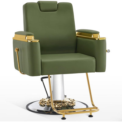 Inbox Zero Luxurious Barber Chair with Hydraulic Pump, Adjustable Reclining Salon Chair