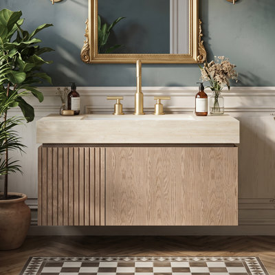 Wall Mounted Single Double Single Vanity Bathroom Vanity With Solid Surface Top