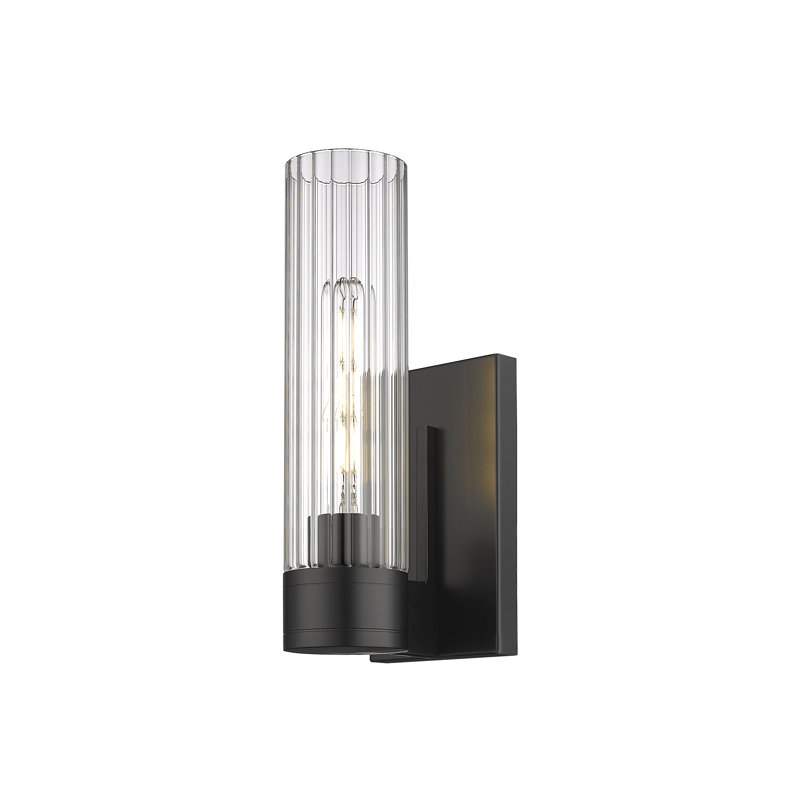 Loreatha Armed Sconce, Clear, 12.63" H x 5.5" W x 3.13" D, Matte Black