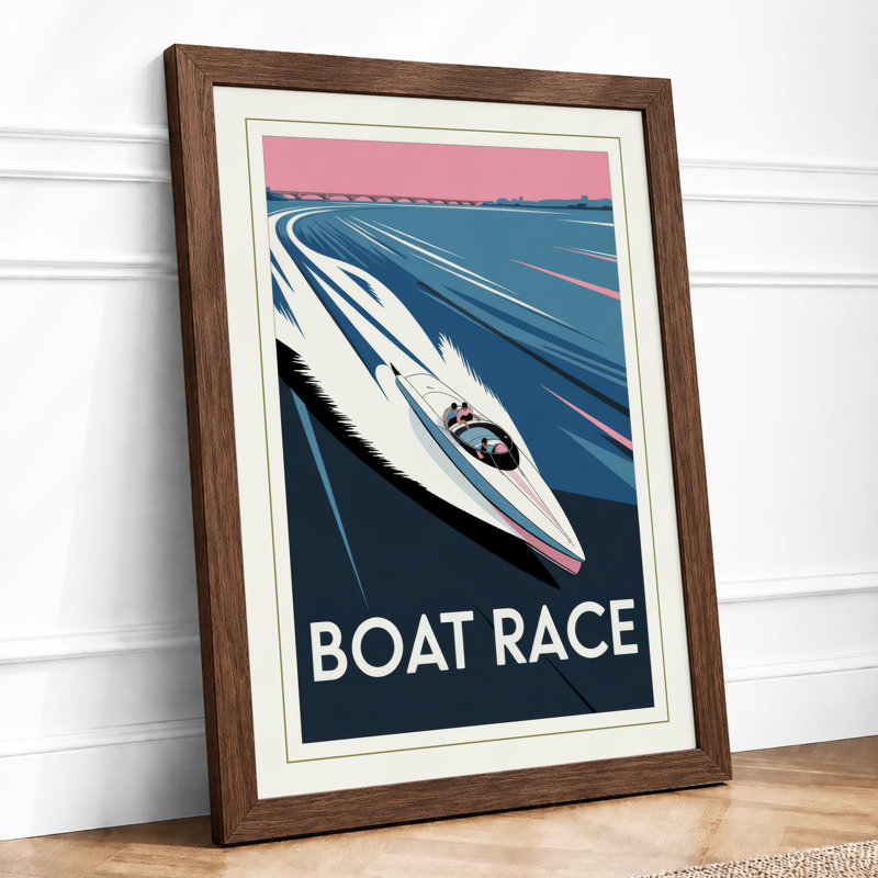 Boat Race Art Deco - Print, A2 - 59.4 x 42.0 cm, Walnut