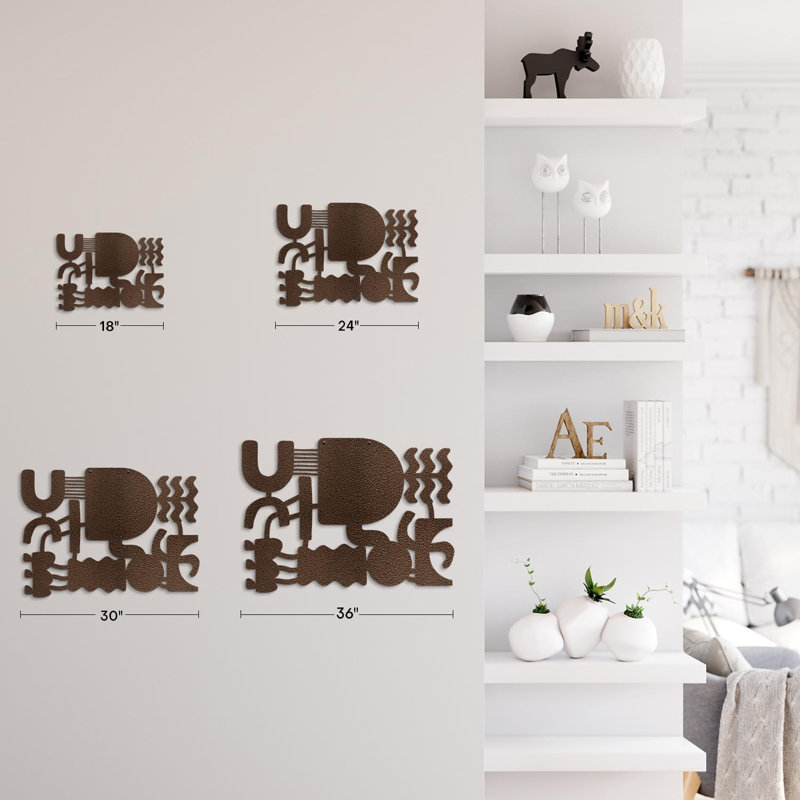 Décoration murale en métal, H 12 po x l 18 po x P 0,05 po, Bronze