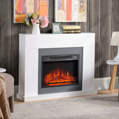 Conklin Belfry Heating 113 cm W White Black Electric Fireplace