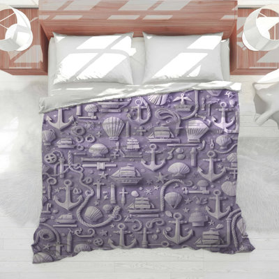 Nautical Elements Anchors Shells Comforter