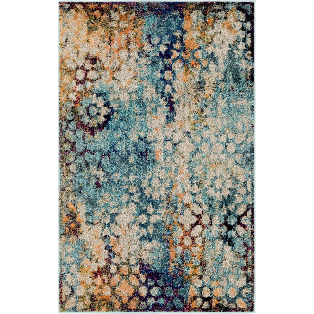 Contemporary Ellarae Area Rug Deep Forest Color 17 Stories Rug 