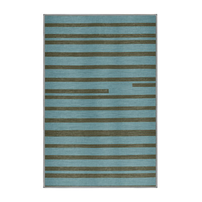 Machine Washable Horizontal Stripes Gray Area Rug