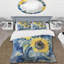 Ensemble de housse de couette jaune / bleu / tournesol doré en microfibre / polyester-724448795