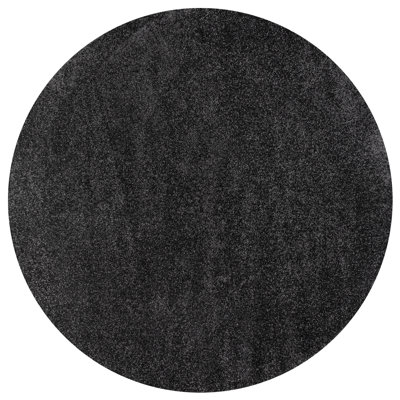 Asaldis Solid Low-Pile Black Rug