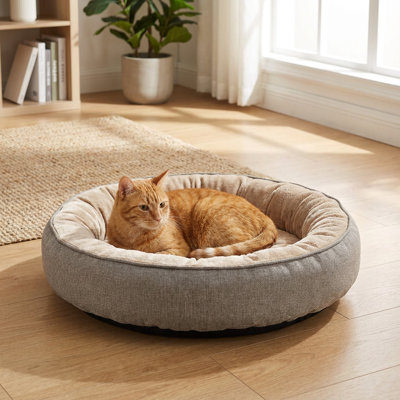 Coussin rond moelleux pour animaux de compagnie