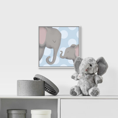 «Elephant Mommy and Baby on Blue», impression