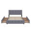 Queen Size Upholstered Platform Bed With Classic Headboard And Drawers-403013676