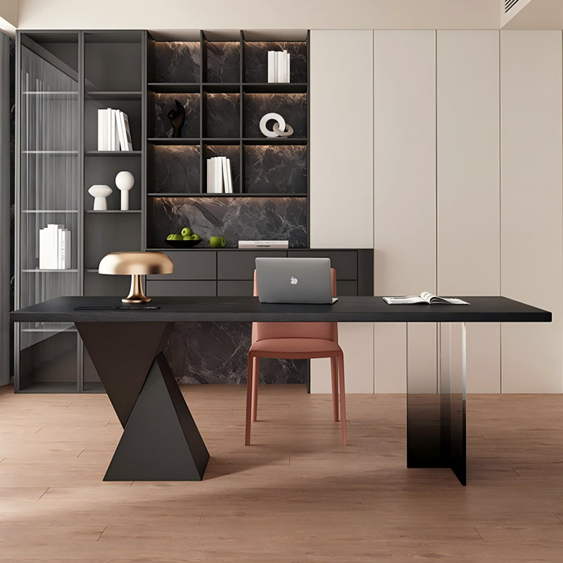 Bureau 78,74 "rectangulaire en pin noir, 29.53" H x 78.74" W x 31.5" D