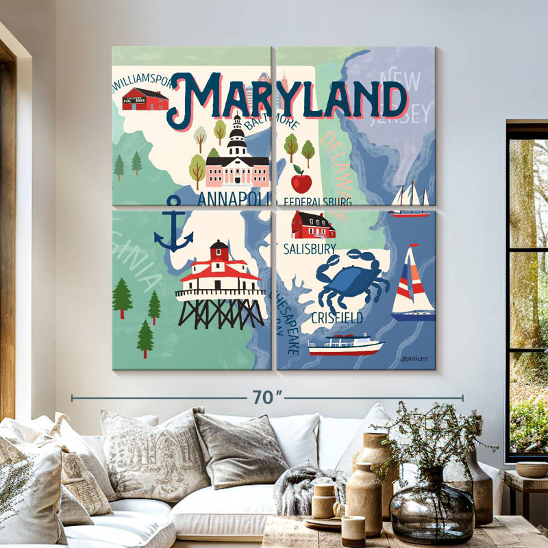 Cartes Aliaz State - Attraits du Maryland, H 57 po x l 57 po