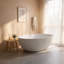 Baignoire profonde de 55 po à surface solide blanc mat avec contour antidérapant