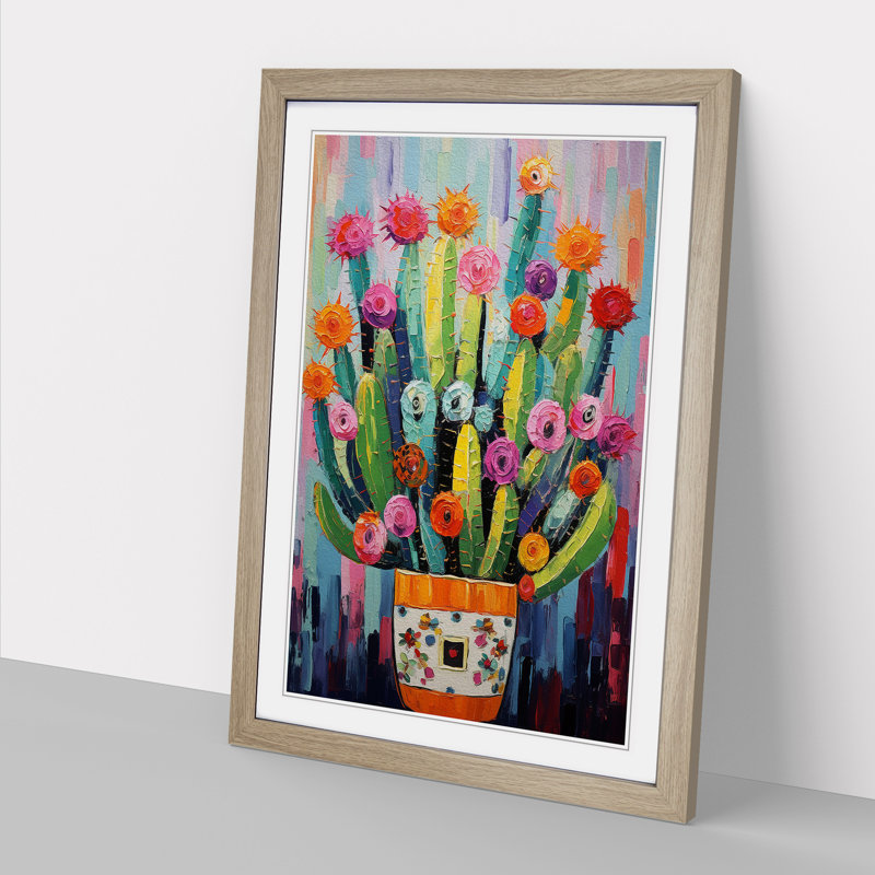 Cactus Expressionism - Framed Print, Oak Framed, 34cm H x 25cm W x 2cm D