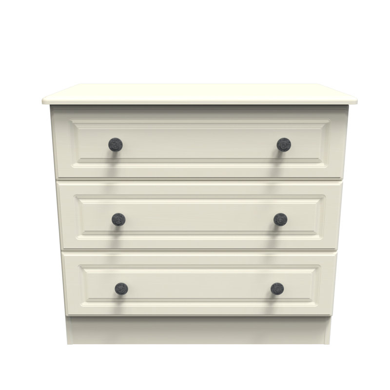 Fully Assembled Meansville 3 Drawer Chest, Cream