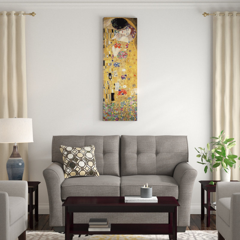 «Le baiser, culture verticale» par Gustav Klimt - impression sur toile tendue, H 36 po x l 12 po x P 1,5 po, Toile tendue