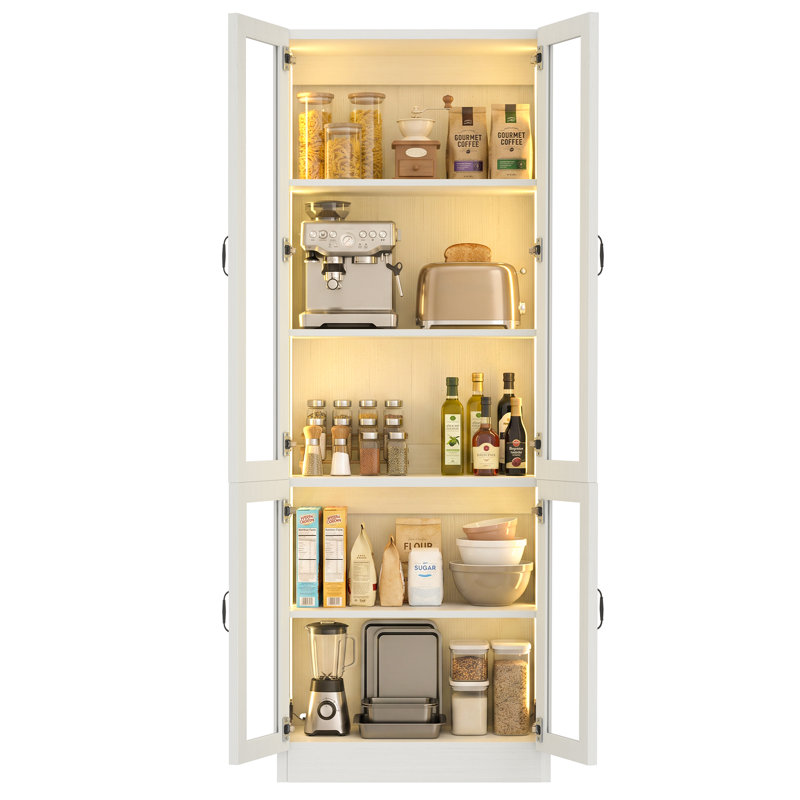 Vitrine d'éclairage à DEL 80 pouces avec tablettes réglables, Off-White.A