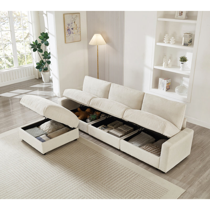 Space-saving Sectionals With Storage, Quality Polyester, Modern For Home