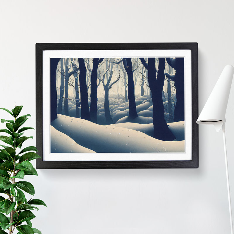 Contemporary Winter Forest - Framed Print, 34cm H x 46cm W x 2cm D, Black