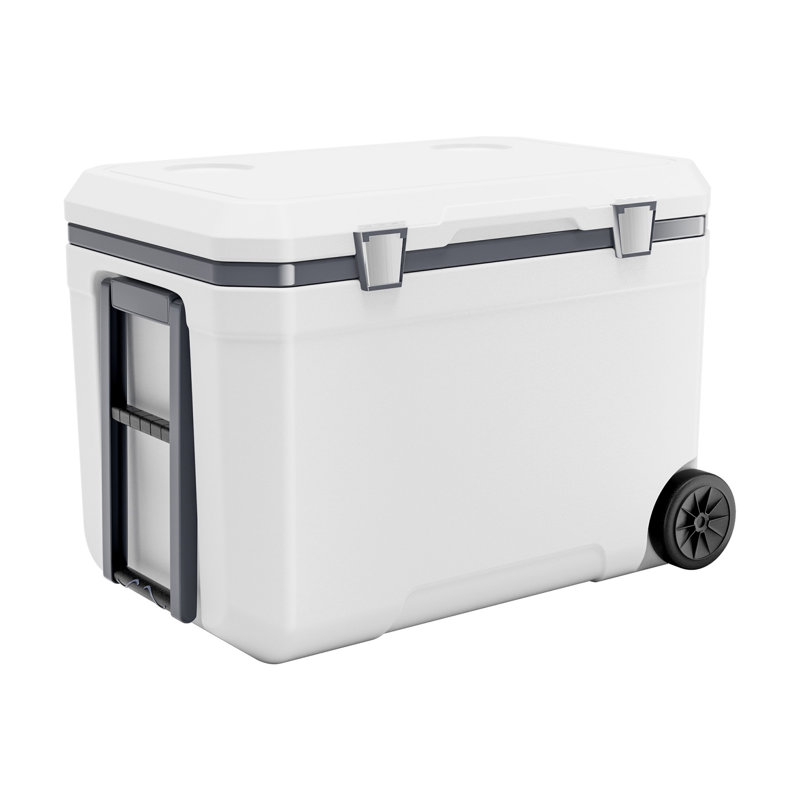 Glacière à roulettes portative 45 pte avec porte-gobelets - Glacière isotherme robuste pour le camping, la fête d'avant-match et les aventures en plein air