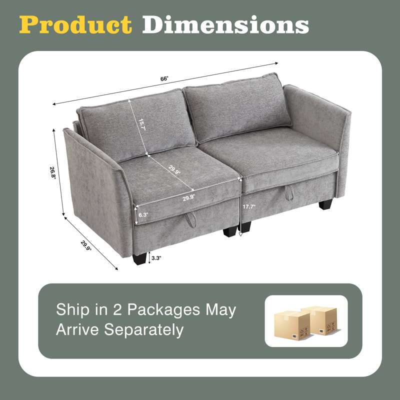Jukka Upholstered 66'' Loveseat, Gray
