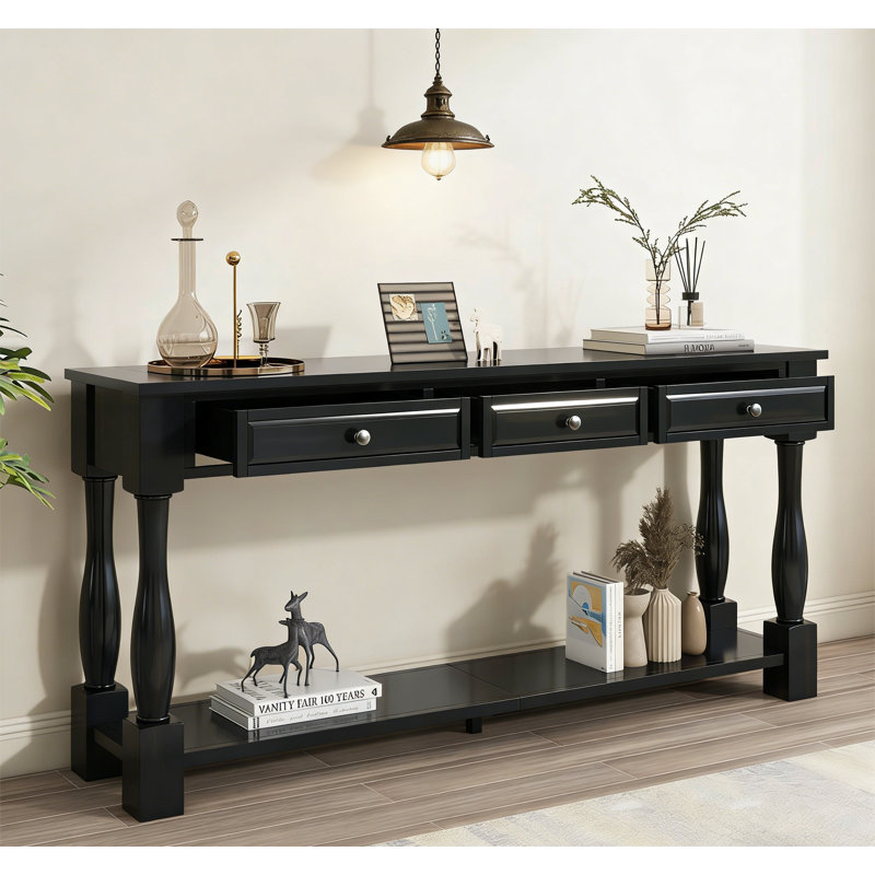Console de 63 po de long avec tiroirs et tablette, Espresso