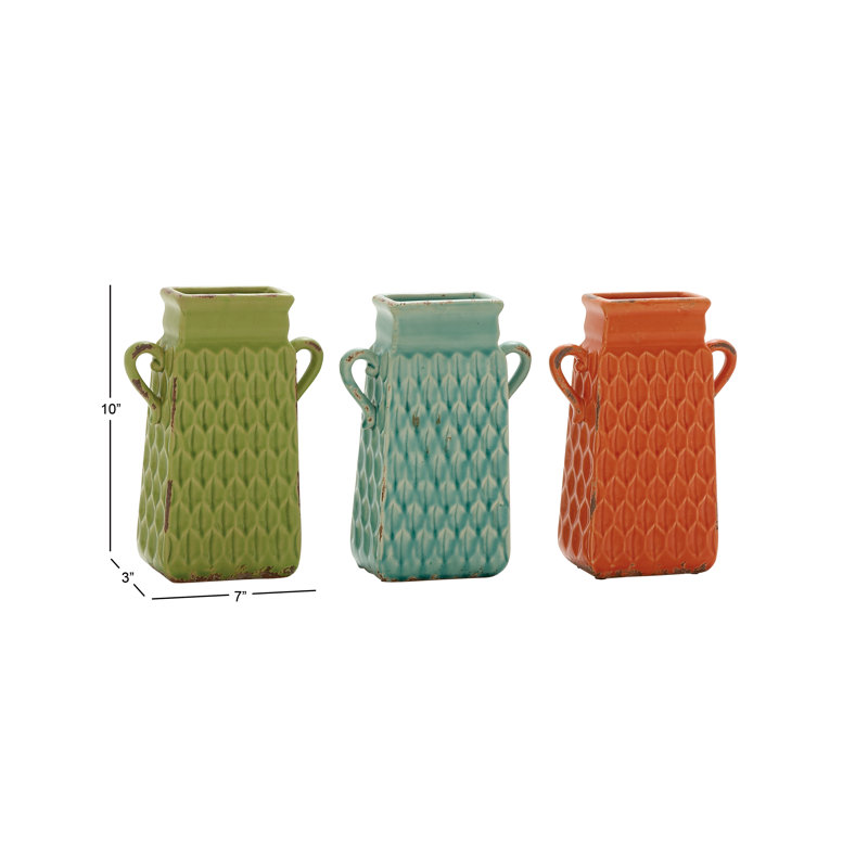Vase de table, H 10 po x l 7 po x P 3 po