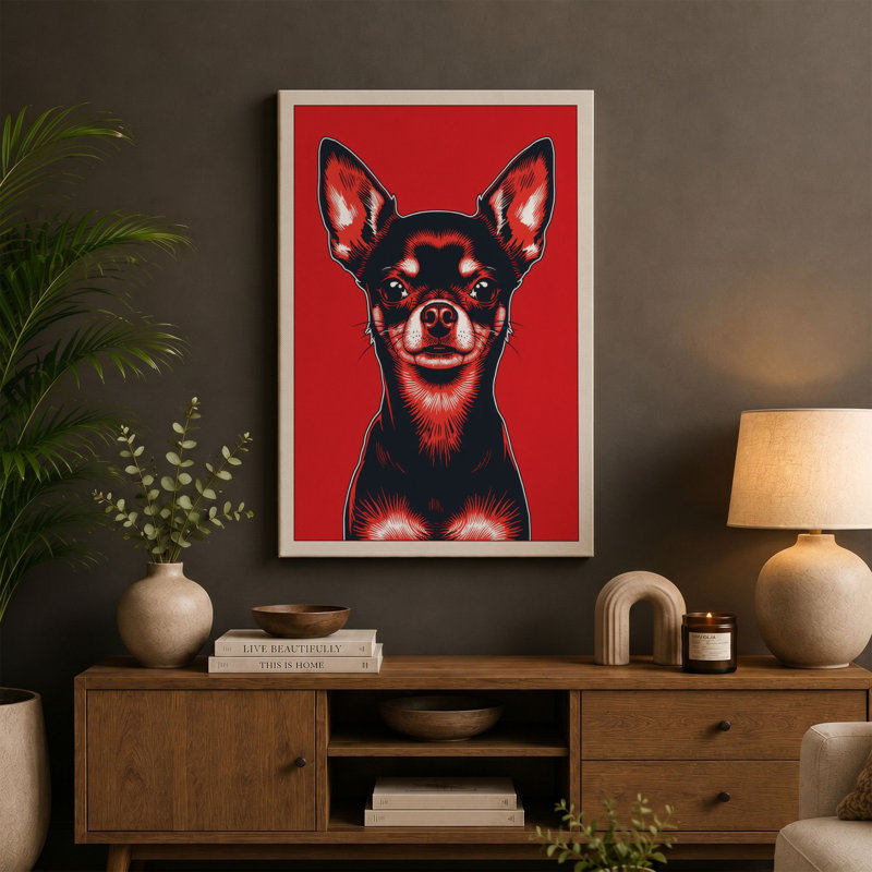 Smiling Chihuahua Modern - Wrapped Canvas, 18x12 - 45.7 x 30.5 cm, White Border