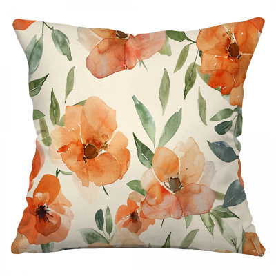 Floral Nature Cotton Blend Reversible Throw Pillow
