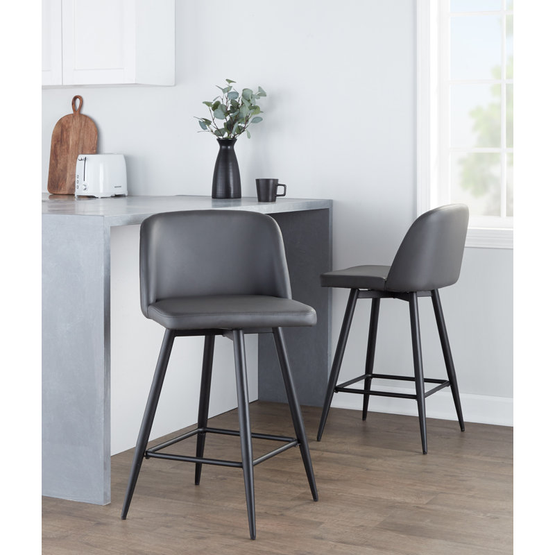 Lakyia Swivel Upholstered Counter Stool with Metal Frame